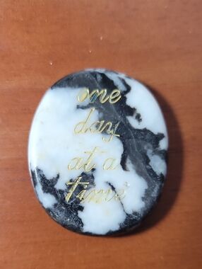 Malligano Jasper Crystal Worry Stone "One Day At A Time"